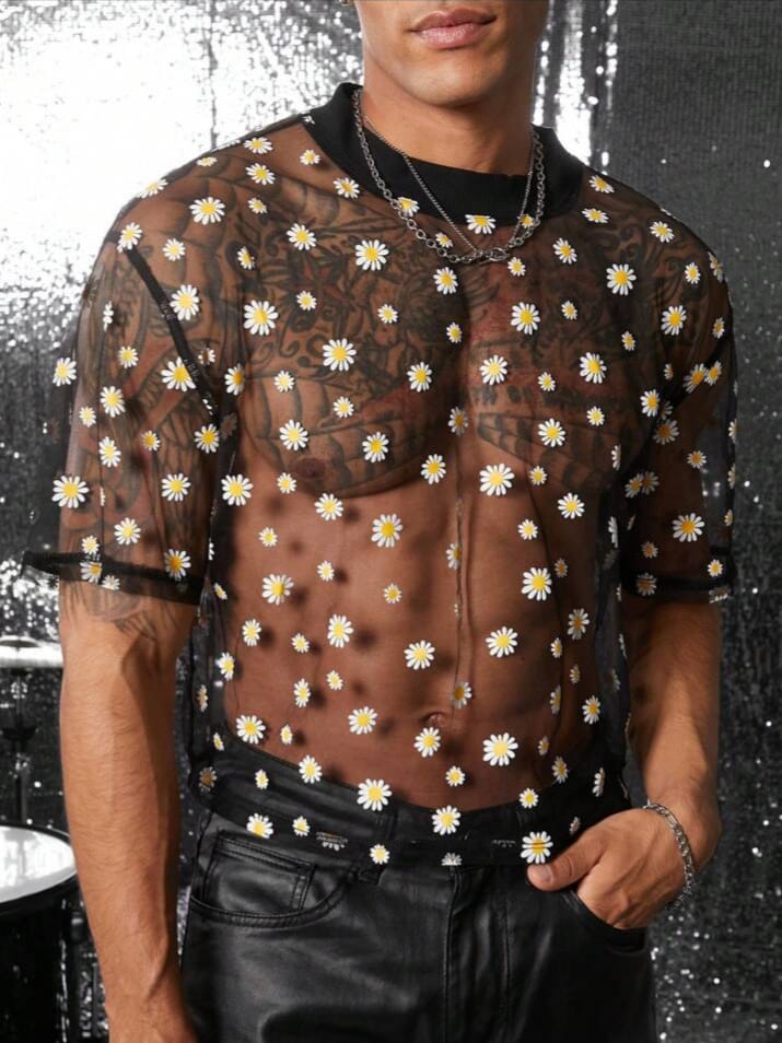 Bonga Boys sheer sexy cropped short sleeve tshirt